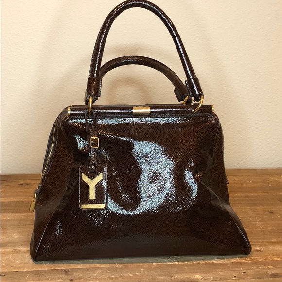 Yves Saint Laurent Handbags - Yves Saint Laurent Patent Majorelle Satchel